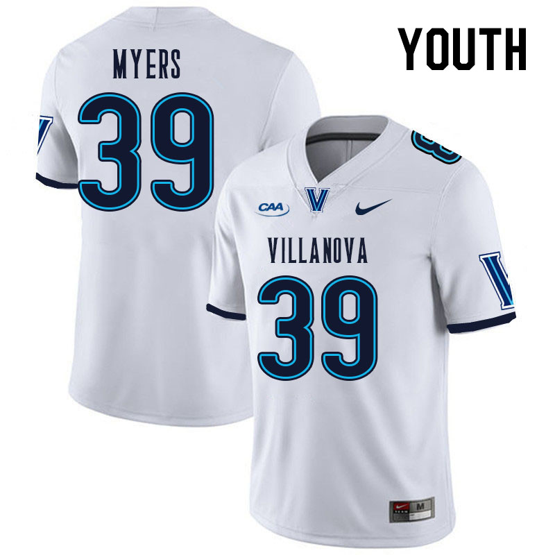 Youth #39 Luke Myers Villanova Wildcats College Football Jerseys Stitched Sale-White